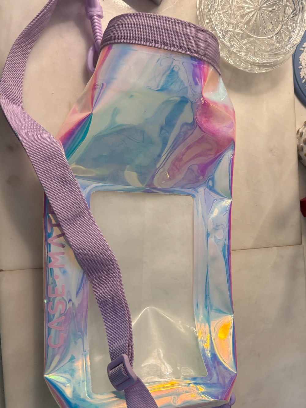 Case-Mate Waterproof iPhone Bucket Bag in Iridescent Soap Bubble